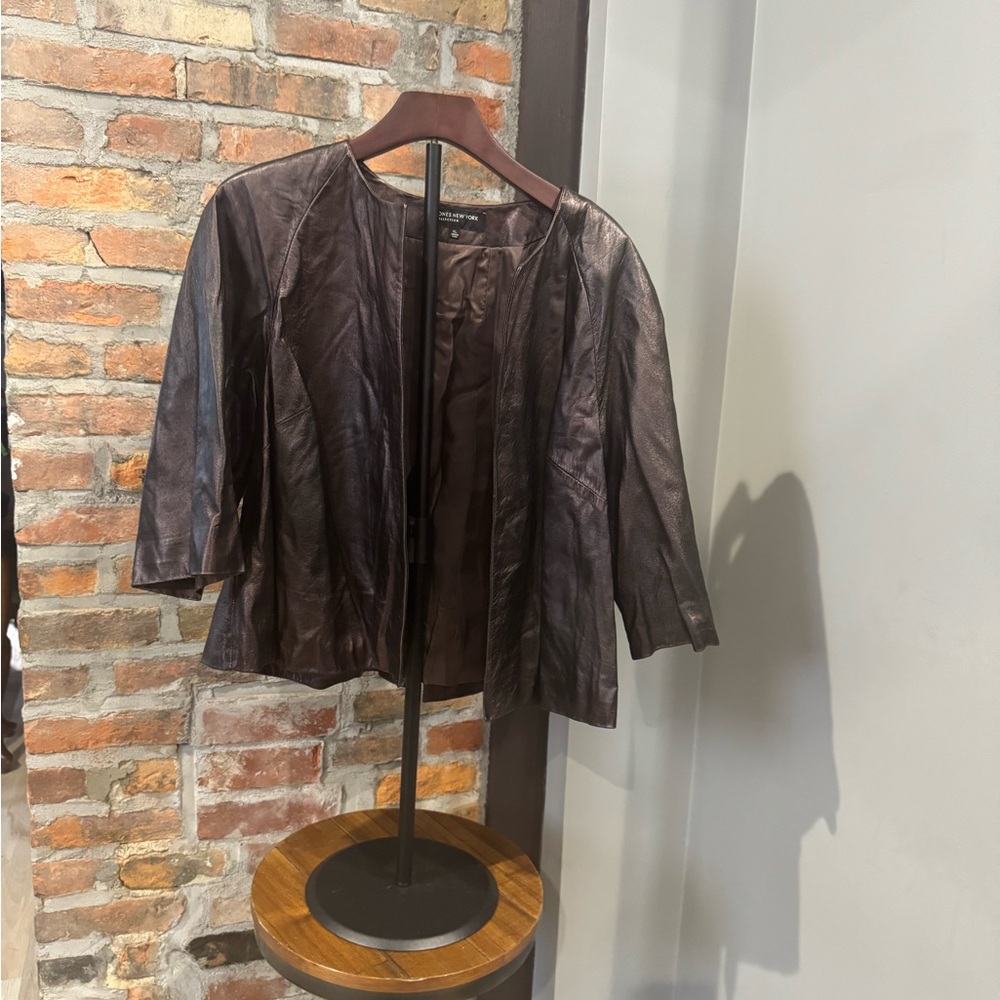 Jones New York Dark Brown Leather Jacket